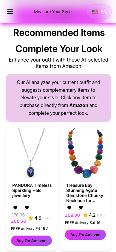Magic Mirror Recommended Items from Amazon - Complete Your Look