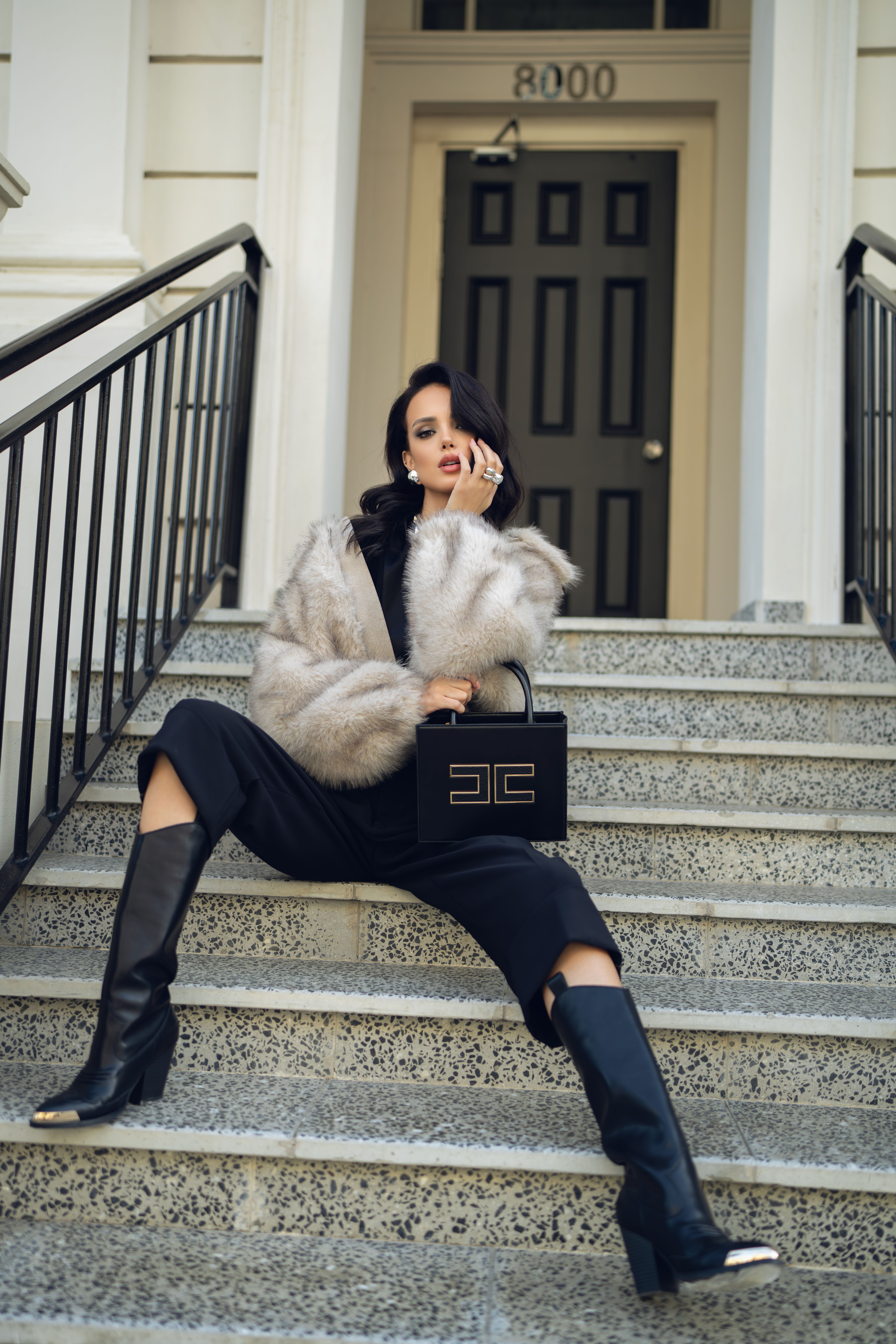 Fall wardrobe styling with knitwear and accessories